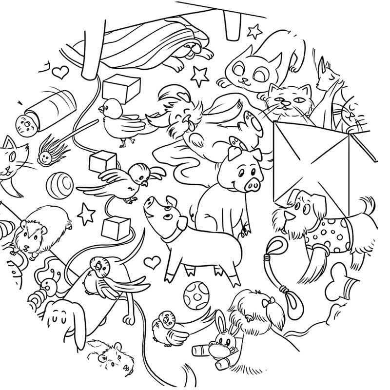 Póster para colorear, Mascotas