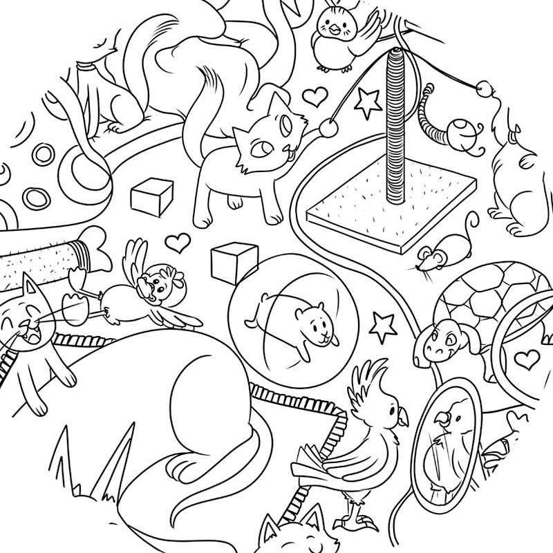 Póster para colorear, Mascotas