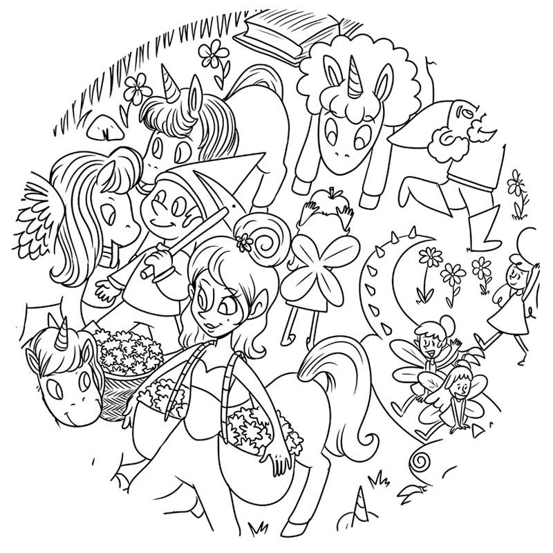 Póster para colorear, Mundo mágico