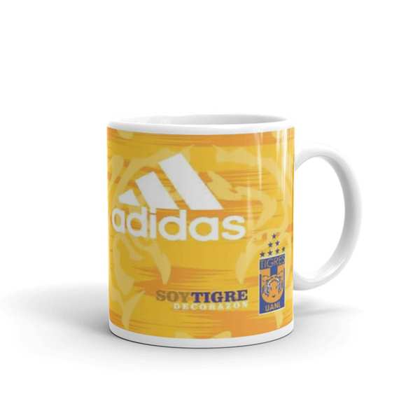 TAZA BLANCA  FUTBOL TIGRES FONDO AMARILLO
