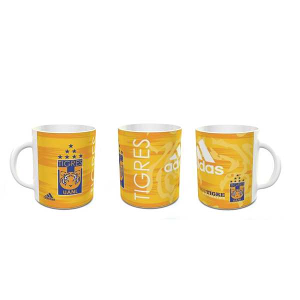 TAZA BLANCA  FUTBOL TIGRES FONDO AMARILLO