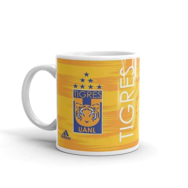 TAZA BLANCA  FUTBOL TIGRES FONDO AMARILLO