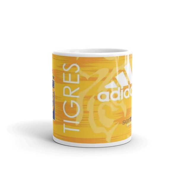 TAZA BLANCA  FUTBOL TIGRES FONDO AMARILLO