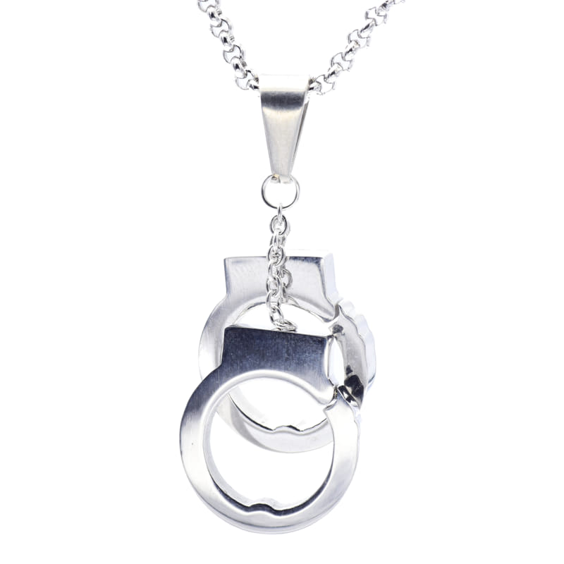 Joya Cadena C Dije De Esposas Color Plateado Acero