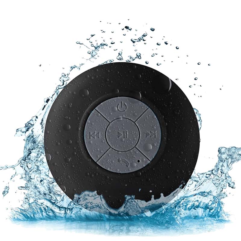 Bocina Negro Bluetooth Redonda Impermeable Contra Agua Baño