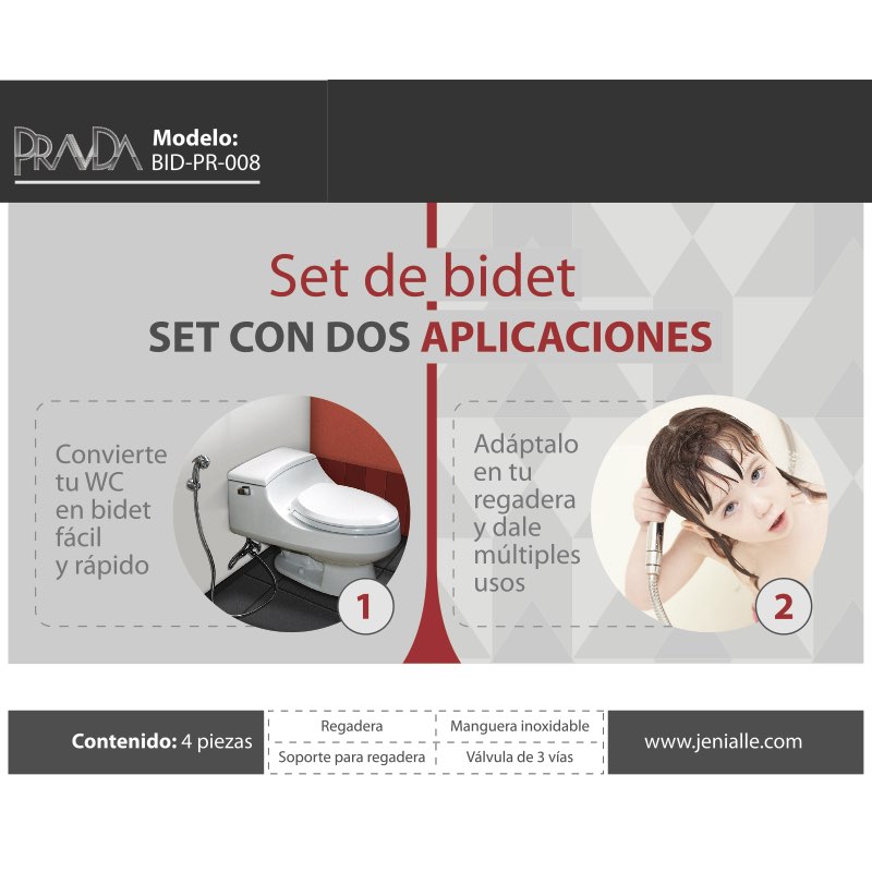 Juego de Bidet Premium Mini Regadera Manguera y Válvula