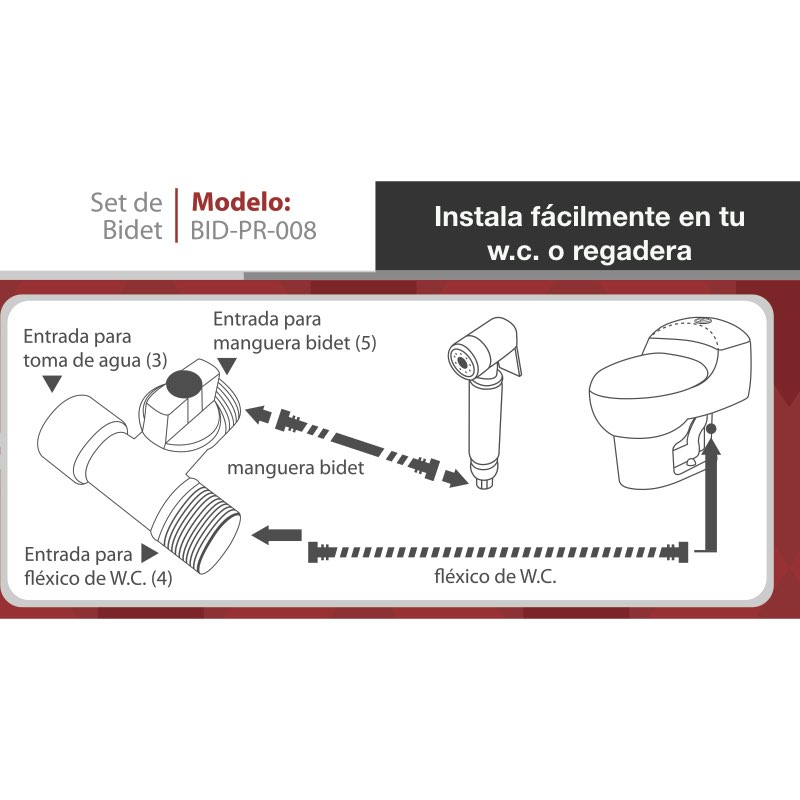Juego de Bidet Premium Mini Regadera Manguera y Válvula