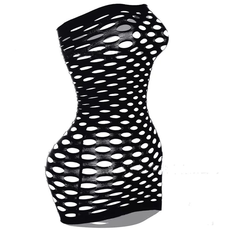 Lencería Babydoll Sexy Mini Vestido Corto Malla Elástica