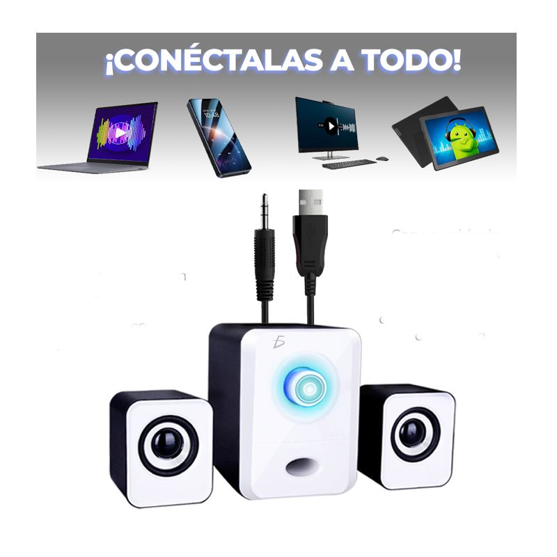 BOCINAS PARA COMPUTADORA O LAPTOP SONIDO ESTEREO BUEN SONIDO, BLANCAS