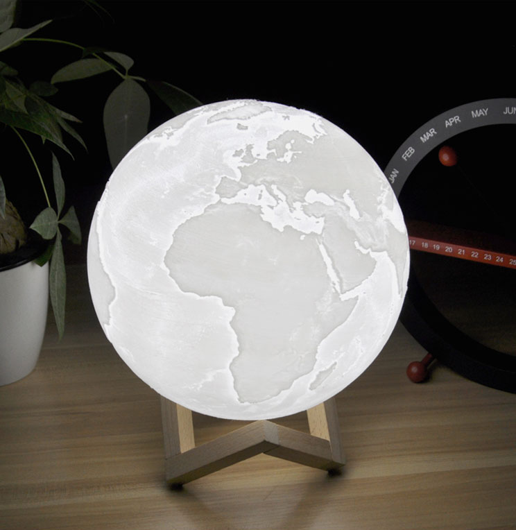 Lámpara de Tierra 3D 15 cm con base de madera