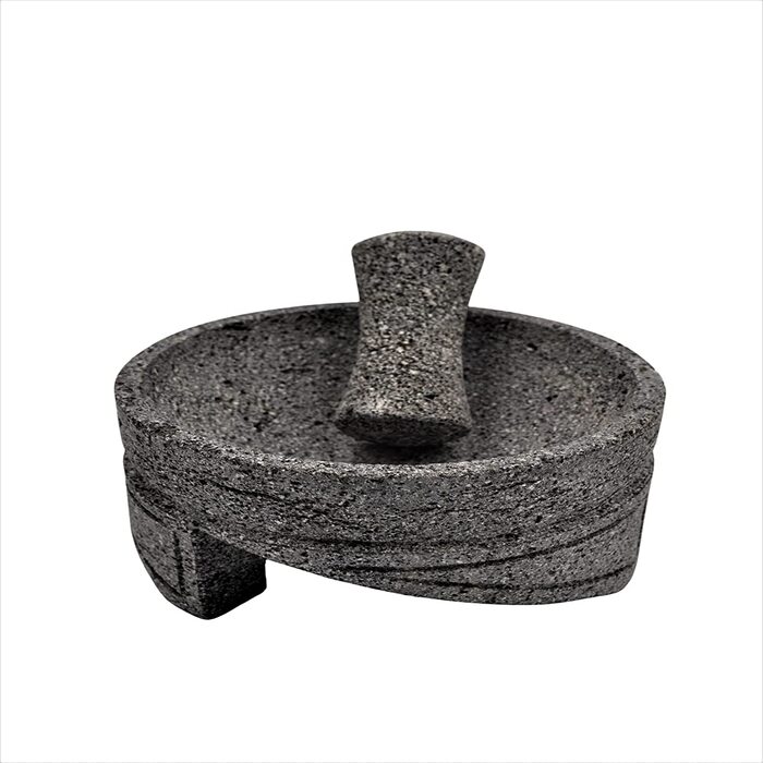 Molcajete Moctezuma 18 CM de Piedra Volcánica con Tejolote, Diseño Mexicano, Orgullosamente Hecho con Manos Mexicanas.