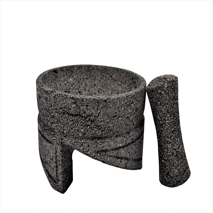 Molcajete Moctezuma 18 CM de Piedra Volcánica con Tejolote, Diseño Mexicano, Orgullosamente Hecho con Manos Mexicanas.