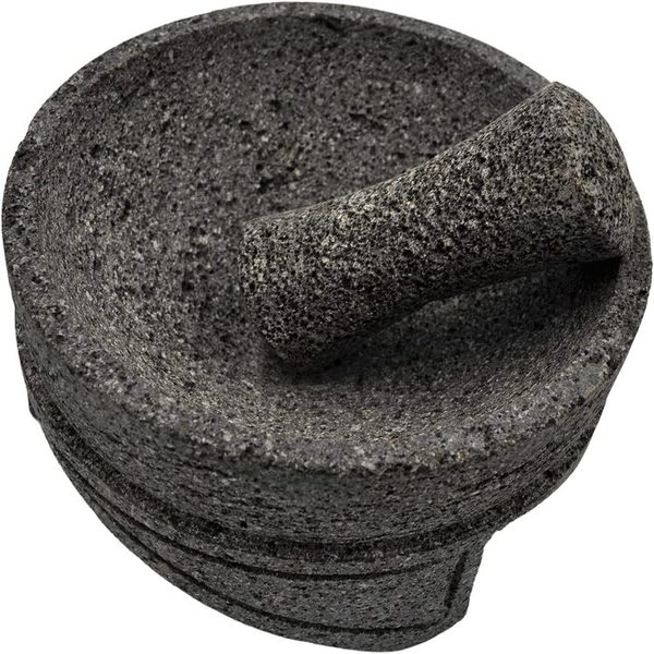 Molcajete Moctezuma 18 CM de Piedra Volcánica con Tejolote, Diseño Mexicano, Orgullosamente Hecho con Manos Mexicanas.