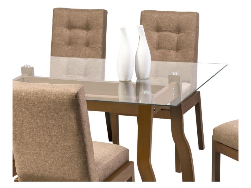 Comedor Luisiana 6 Sillas Y Base Madera con Cubierta de Cristal.