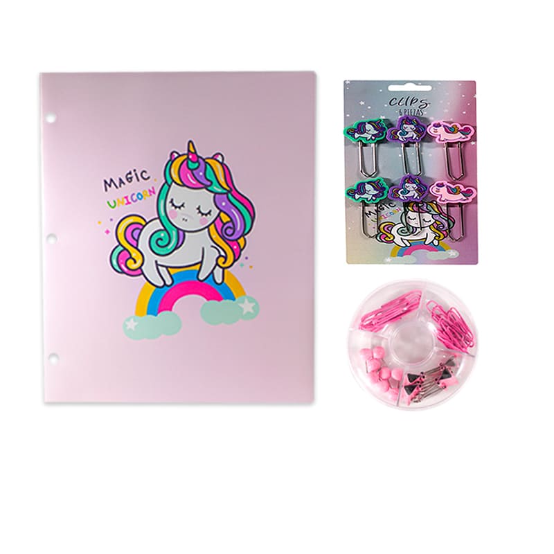 Kit Escolar Kawaii Papelería Utiles Escolares Unicornio Fantasia