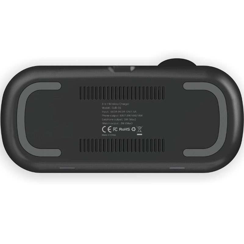 Cargador Inalambrico Qi Carga Rapida 3 en 1 Para Audifonos, Celular y Smart Watch