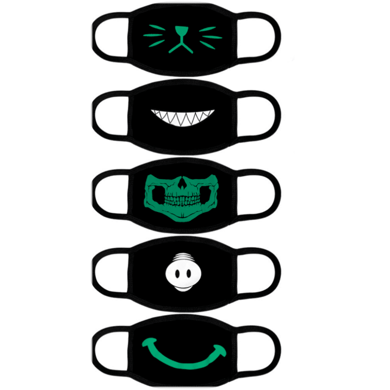 Cubrebocas Paquete 5 pz Tela Flourescente Brillante Diferentes Modelos