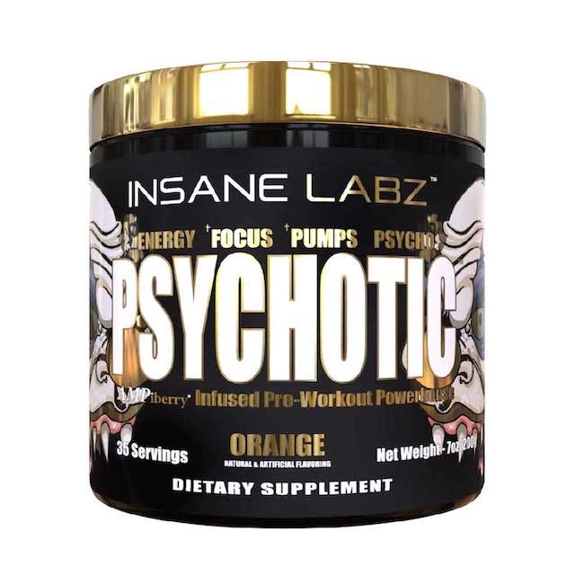 Pre Entreno Insane Labz Psychotic Gold 35 Servicios Sabor Orange (Naranja)