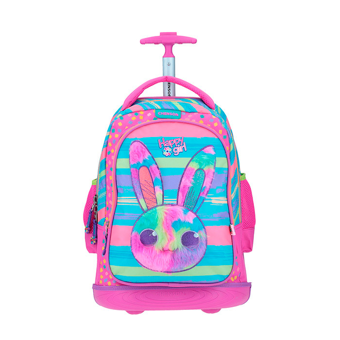 Mochila Con Ruedas Premium Happy Girl Conejo Peluche Chenson