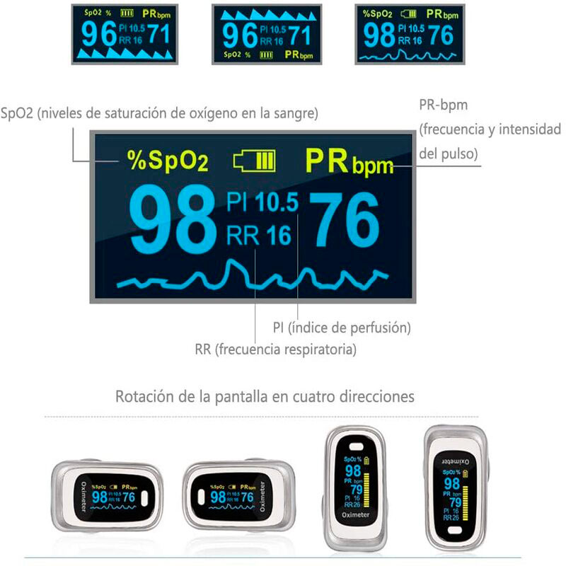 PROMO 2 Oxímetros 4 en 1 blanco con estuche , TECK TECK, Monitor de oxígeno 