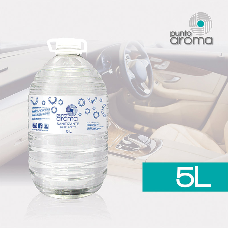 Punto Aroma - Desinfectante líquido base aceite para pulverizar - Líquido sanitizante atomizable - No flamable y no tóxico - Ideal para utilizar con humidificadores, máquinas de esterilización en caliente - Contenido: 5l.