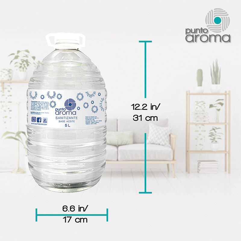 Punto Aroma - Desinfectante líquido base aceite para pulverizar - Líquido sanitizante atomizable - No flamable y no tóxico - Ideal para utilizar con humidificadores, máquinas de esterilización en caliente - Contenido: 5l.