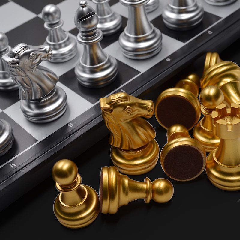 Ajedrez Magnético Plegable Oro Y Plata Chess Red Zone