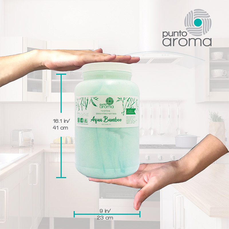 Punto Aroma - Toallas desinfectantes antibacteriales uso rudo - Gran tamaño - Eliminan el 99.9% de gérmenes y bacterias - Uso rudo - Fragancia Bamboo - Ideales para gimnasio y superficies rugosas Contenido: 100 piezas