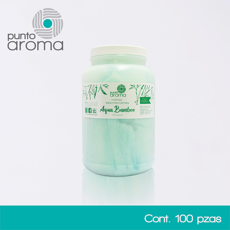 Punto Aroma - Toallas desinfectantes antibacteriales uso rudo - Gran tamaño - Eliminan el 99.9% de gérmenes y bacterias - Uso rudo - Fragancia Bamboo - Ideales para gimnasio y superficies rugosas Contenido: 100 piezas