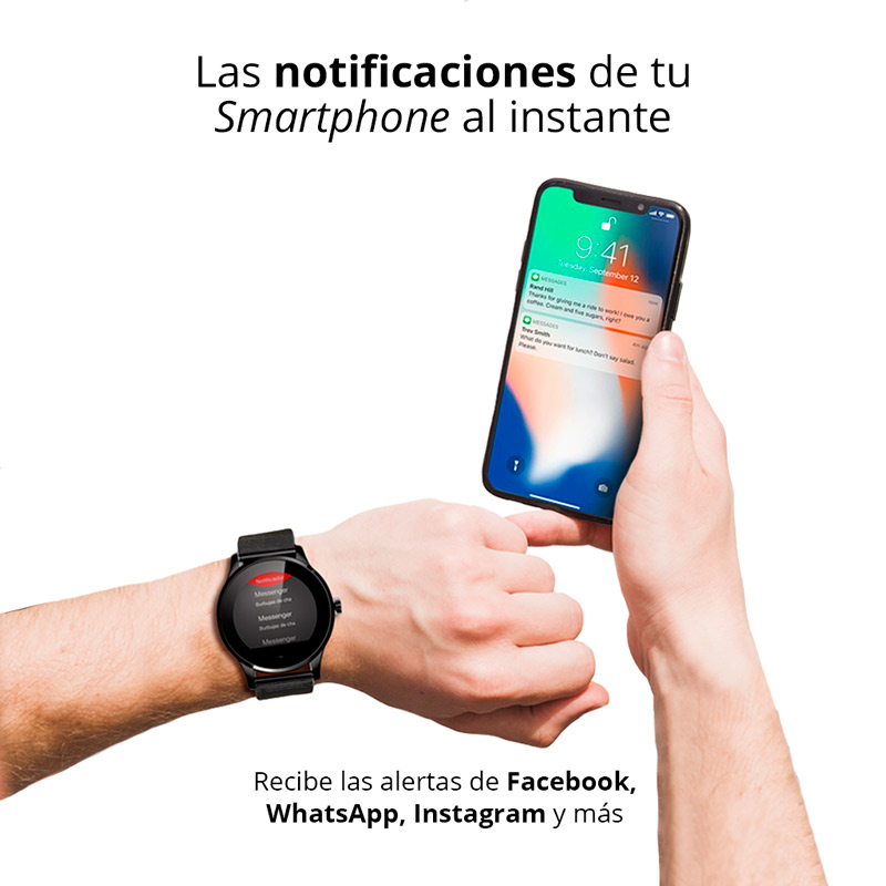 Smartwatch Bluetooth Alertas de Mensajería y Redes Redlemon