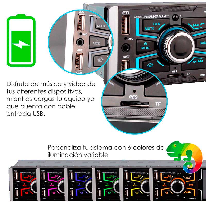 AUTOESTEREO VAK 5871 MP5 LCD 4" MIRRORLINK BLUETOOTH REVERSA .