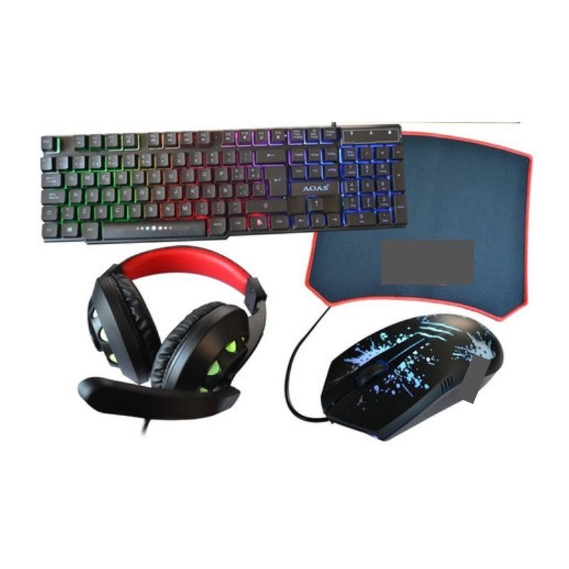 KIT DE TECLADO GAMER FUTUREM CON MOUSE, MOUSEPAD Y AUDIFONOS DIADEMA ALÁMBRICO y Audifonos Air PRO 2da Generacion de REGALO