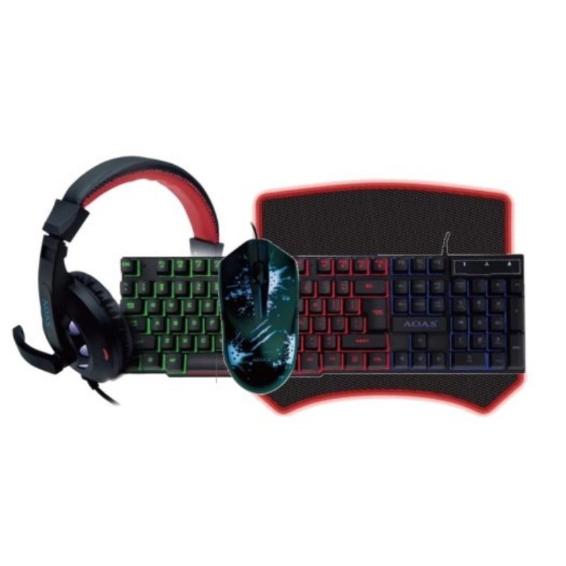 KIT DE TECLADO GAMER FUTUREM CON MOUSE, MOUSEPAD Y AUDIFONOS DIADEMA ALÁMBRICO y Audifonos Air PRO 2da Generacion de REGALO