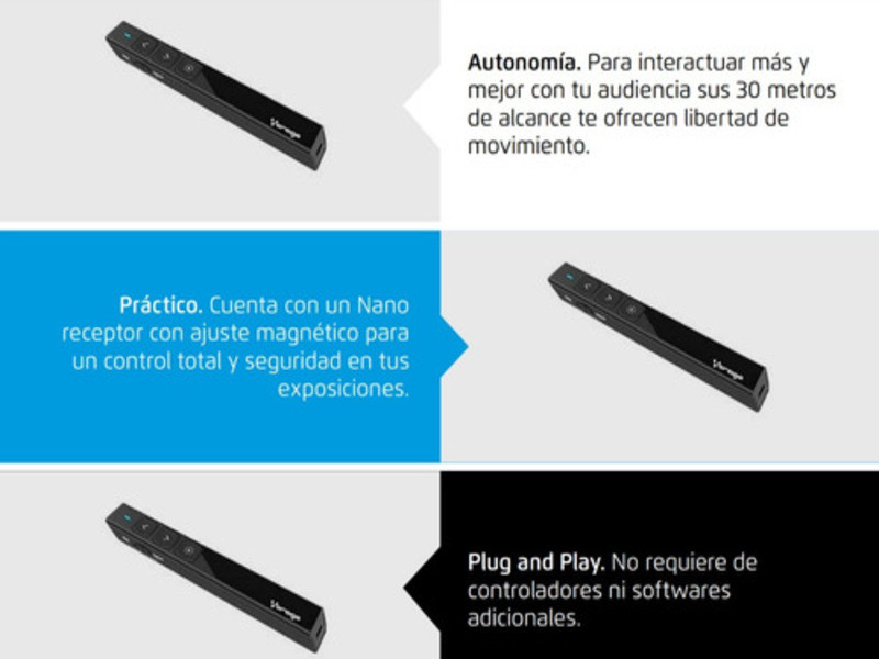 Presentador Apuntador Laser Vorago Slim 30 Metros Diapositivas Plug And Play