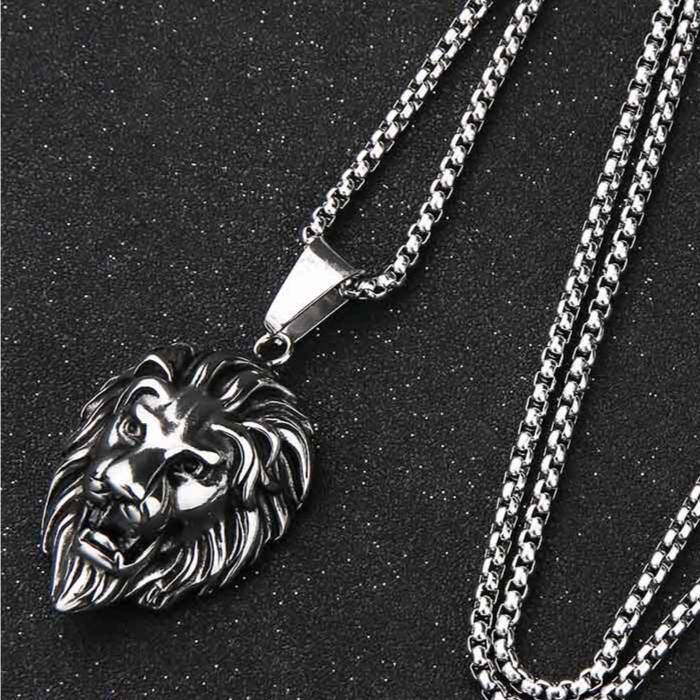 Collar Cabeza Leon Vikingo Nordico Rey Hombre Caballero Acero Inoxidable THT Swag