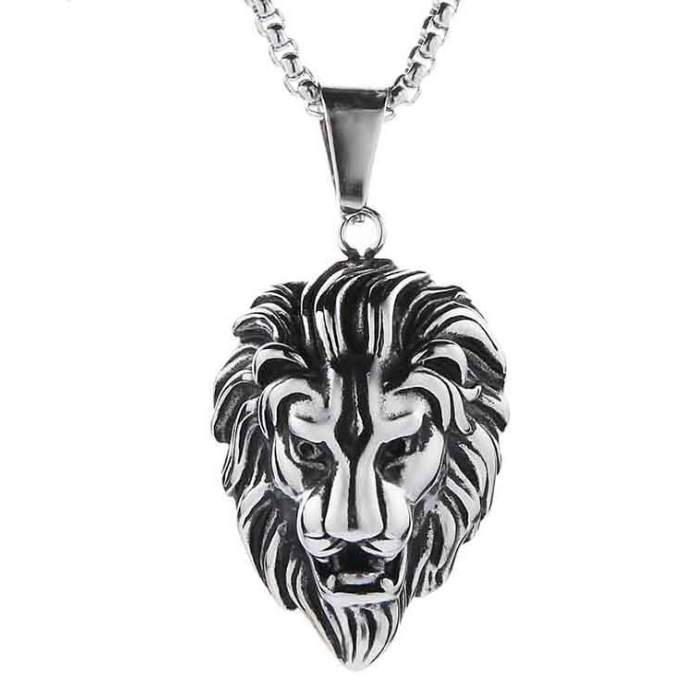 Collar Cabeza Leon Vikingo Nordico Rey Hombre Caballero Acero Inoxidable THT Swag