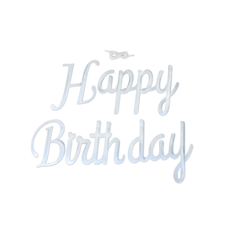 Kit feliz cumpleaños cortinas metálicas, banner y adorno para pastel (Plateado)