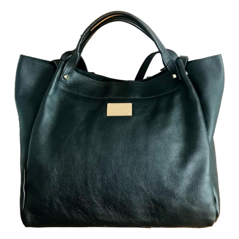 Bolso tote bolsa 100% piel genuina negra kit con bolso de mano, cartera y cosmetiquera MF686
