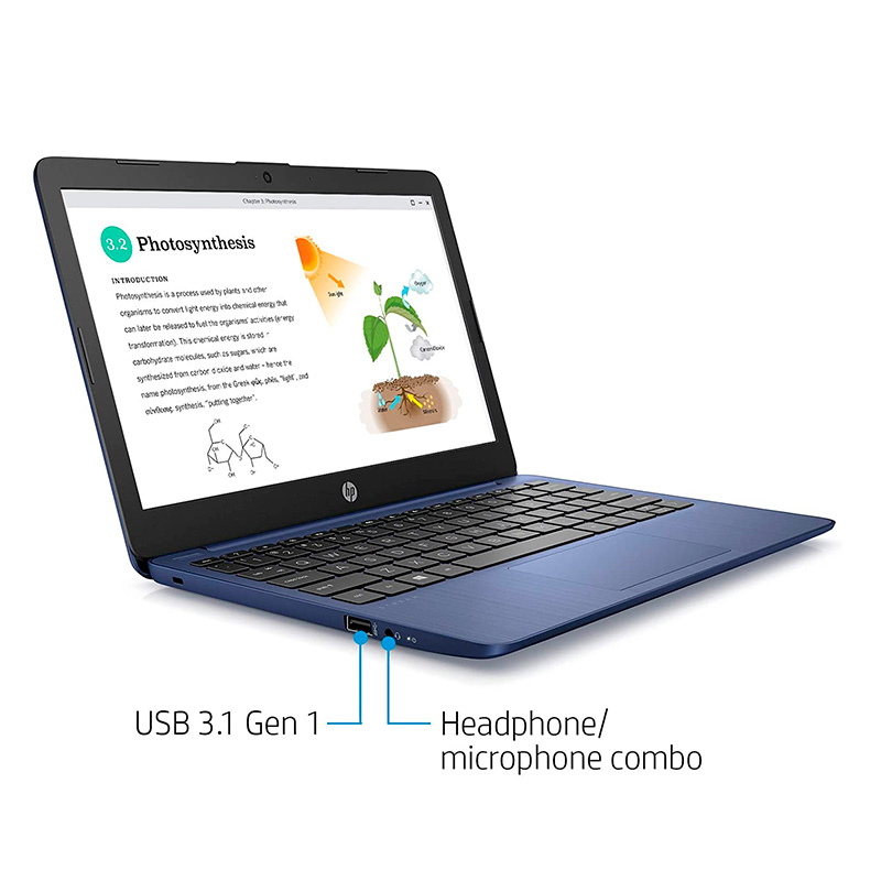 Laptop HP Stream 11 intel celeron 32gb eMMC 4Gb de Ram - Azul + Impresora + 500 hojas blancas + caja de colores
