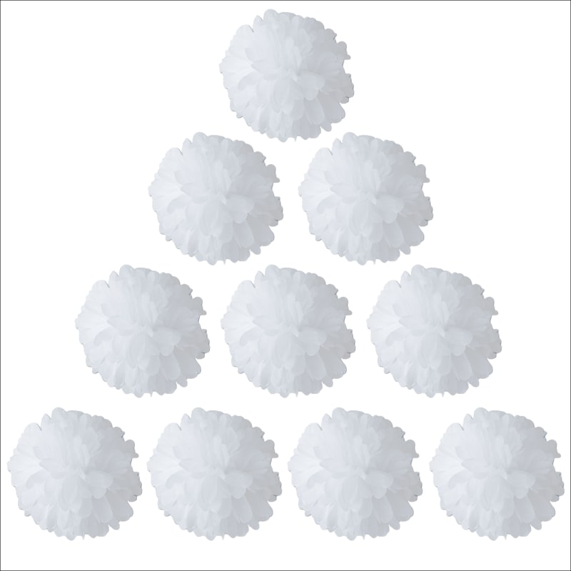 Paquete de 10 pompones esferas de papel color blanco