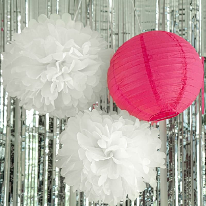 Paquete de 10 pompones esferas de papel color blanco