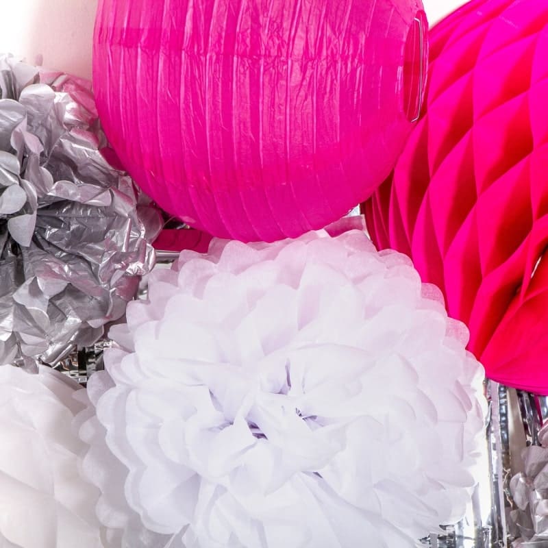 Paquete de 10 pompones esferas de papel color blanco