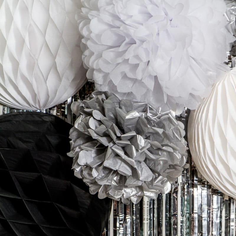 Paquete de 10 pompones esferas de papel color blanco