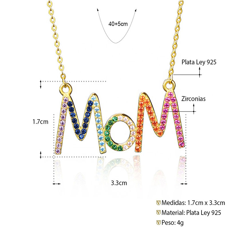 Gargantilla Mom    VAROURO | Mamá Plata 925 Con Baño Oro 18k + Estuche