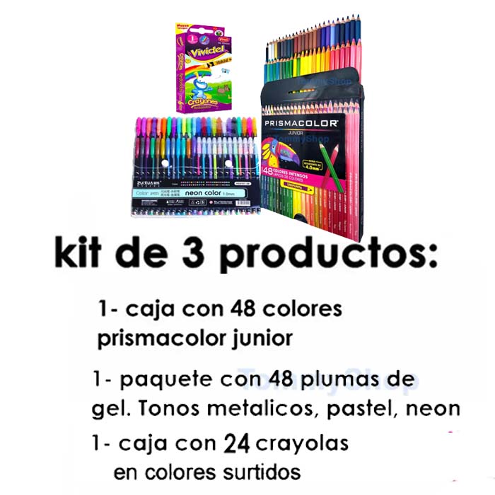Kir De Dibujo 48 Plumas+Caja Con 48 Colores Prismacolor+Crayolas