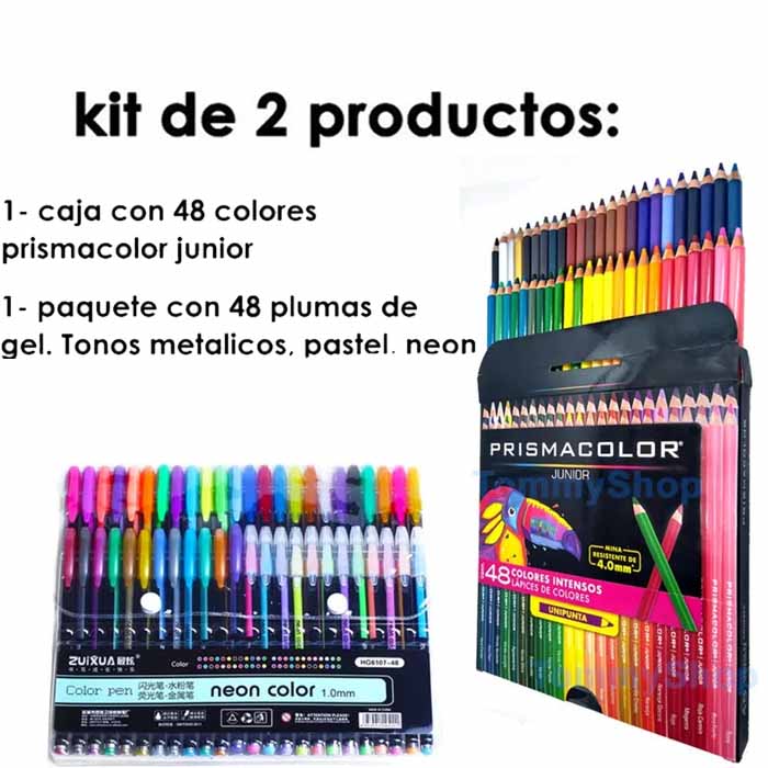 Regalo+ Caja Con 48 Colores Prismacolor+48 Plumas De Gel