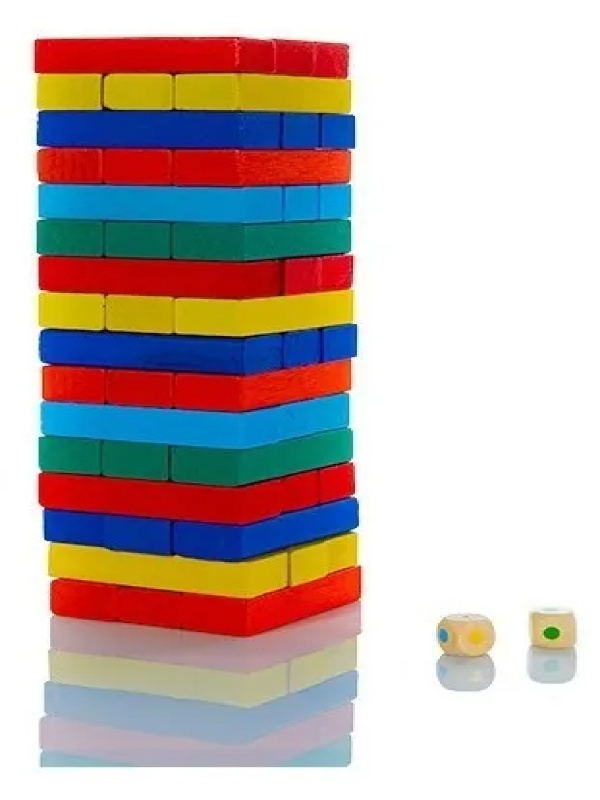 Jenga Clasico De Colores Juego De Mesa Niño Dado Blocks