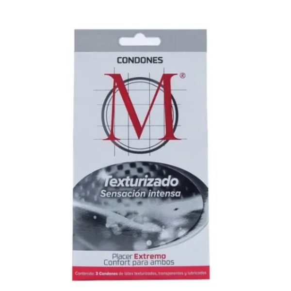 Condon M Texturizado 3 Condones. Brindan Mayor Placer