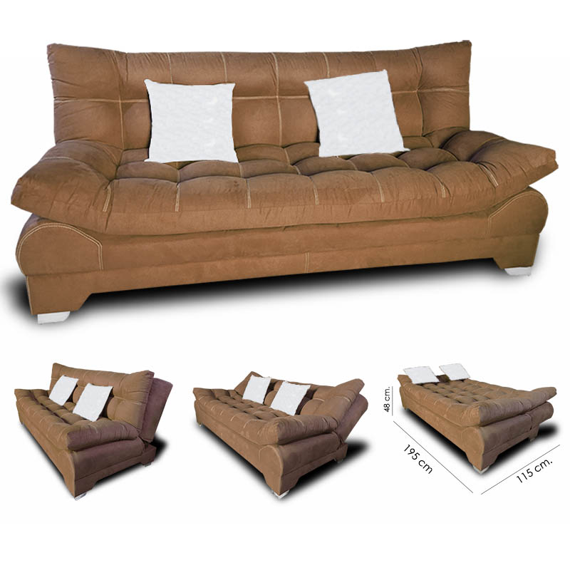 Sofa cama Nigeria Suede Canela +02 cojines decorativos Maderian // ENTREGA A CDMX Y ZONA METROPOLITANA.