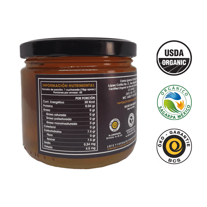 Miel ORGANICA San Ignacio Liquida Multifloral Frasco 400gr USDA Organic SAGARPA Organico 100% pura de abeja